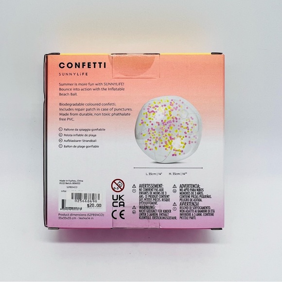 Sunny life Confetti Inflatable Beach Ball - Picture 5 of 6